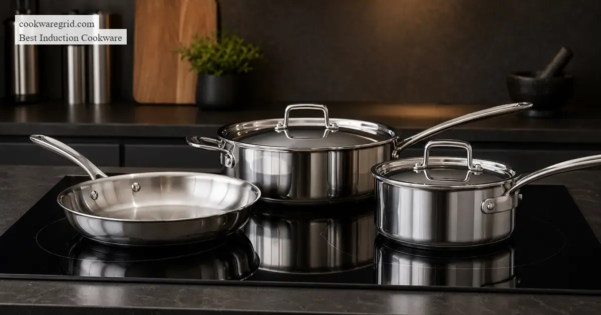 All-Clad D3 stainless steel induction cookware set with tri-ply construction