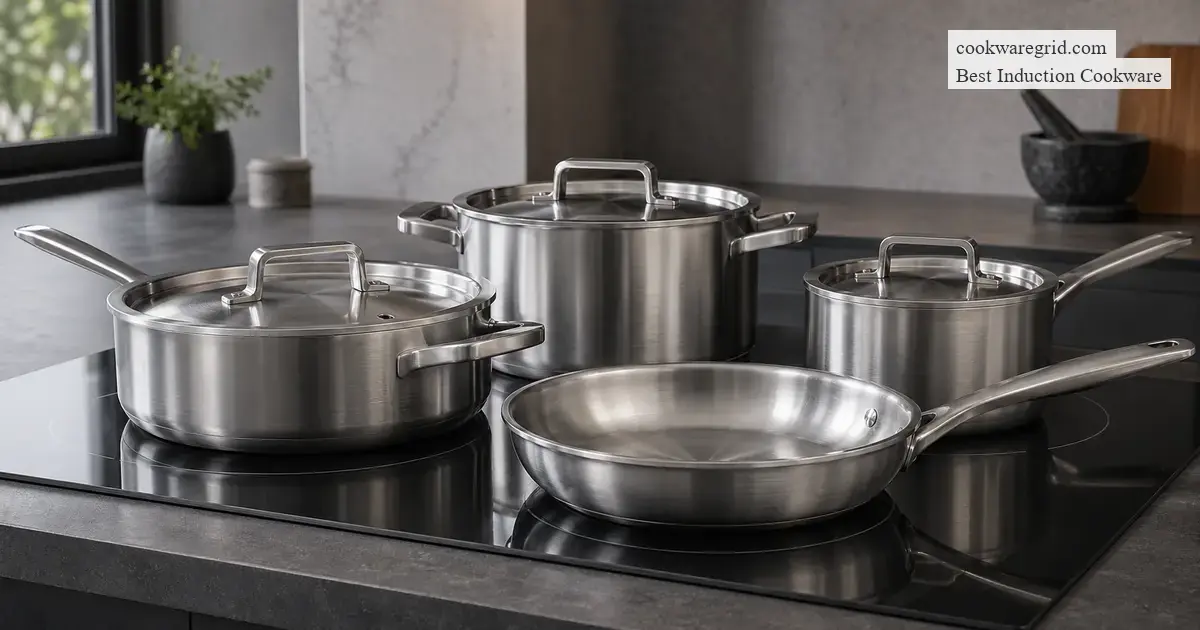 Misen 5-ply stainless steel induction cookware set with thick base