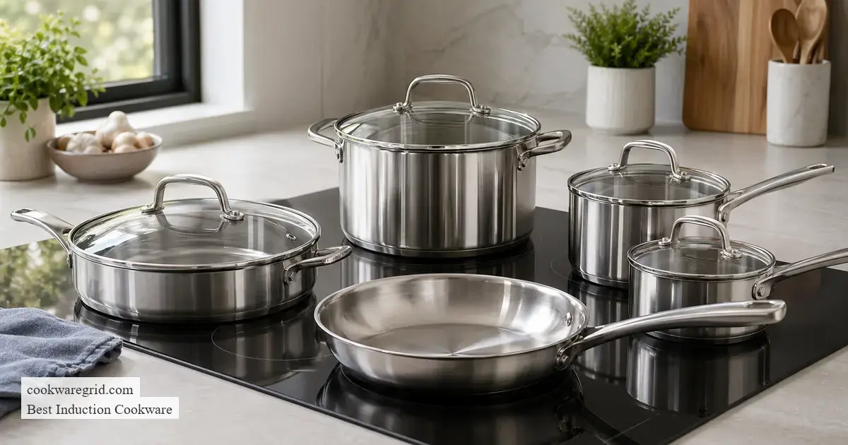 Tramontina tri-ply clad stainless steel induction cookware set with magnetic exterior