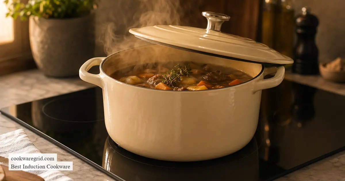 A flat-bottom carbon steel wok sitting on a glass induction cooktop