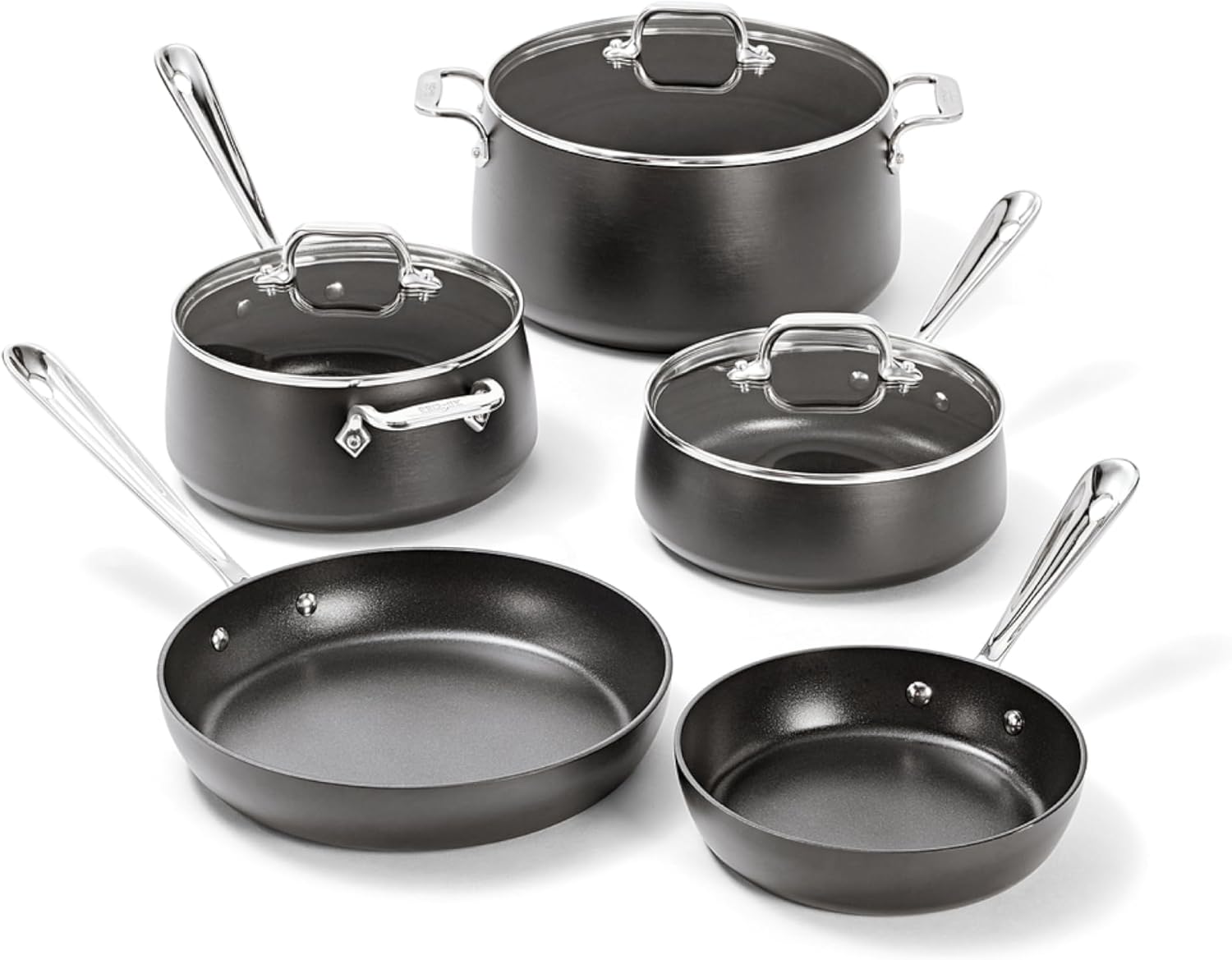 All-Clad HA1 hard-anodized nonstick cookware on a modern cooktop