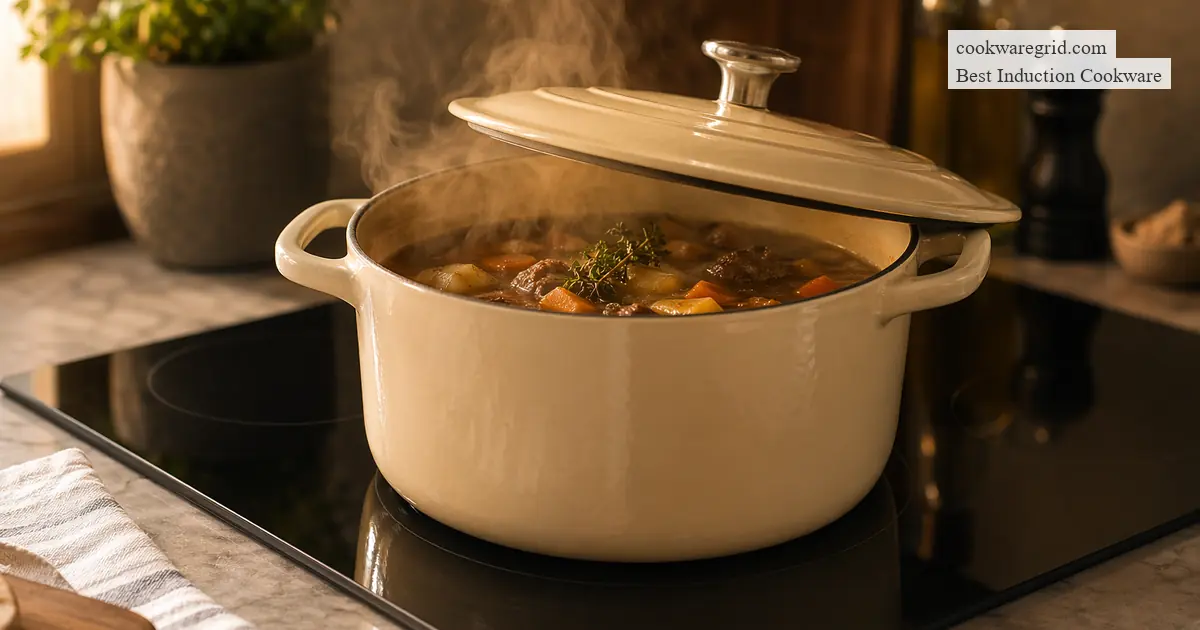 A cast iron skillet beside a stainless steel pan on an induction cooktop