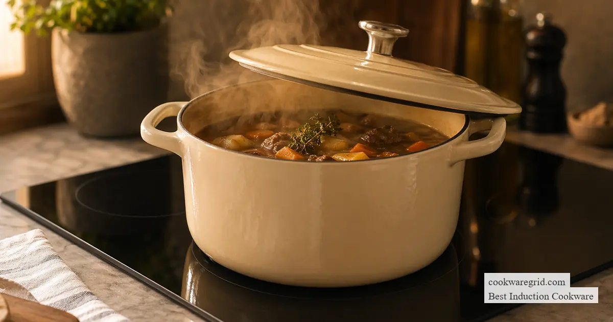 A clean stainless steel pan beside a soft cloth on a kitchen counter