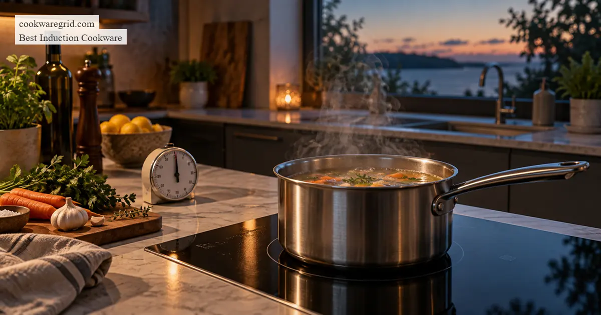 why induction cooktops cycle on and off at low heat shown on a modern induction cooktop