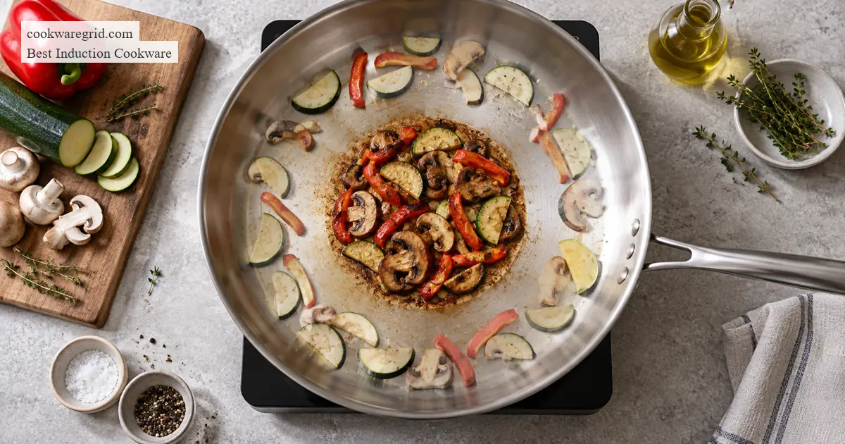 can a pan be too large for an induction burner? shown on a modern induction cooktop