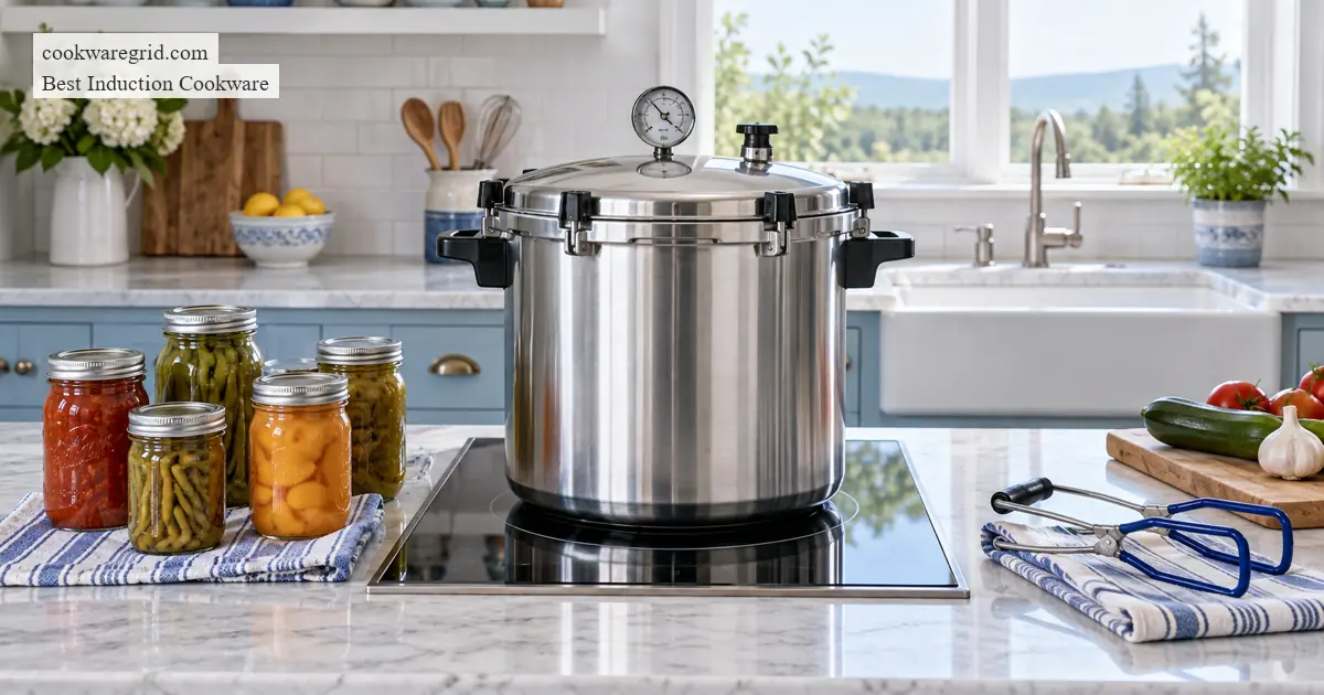 can you use a pressure canner on an induction cooktop? shown on a modern induction cooktop