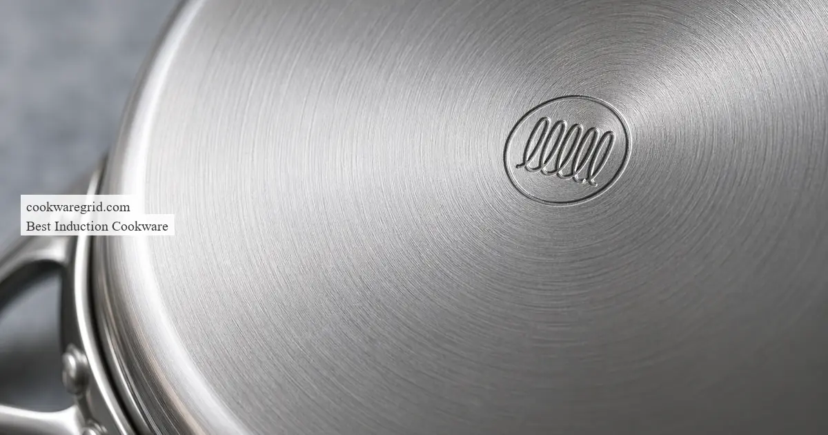 A sleek stainless steel induction pan on a modern glass cooktop